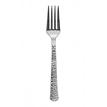 Hammered Effect Polished Silver Plastic Forks