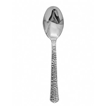 Hammered Effect Polished Silver Plastic Soupspoons